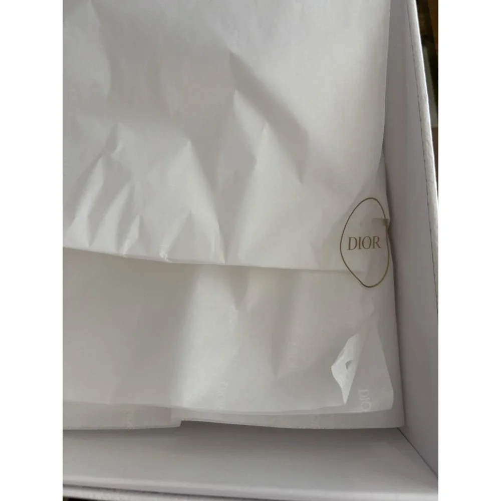 Authentic Dior Empty Gift Box w/ Original Tissue Paper White Gold Logo 12x11